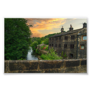 Sunset over Hawksclough Bridge, Mytholmroyd Photo Print