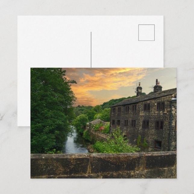 Sunset over Hawksclough Bridge, Mytholmroyd Postcard (Front/Back)