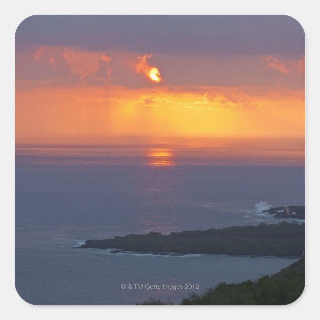 Sunset over Kealakekua Bay, South Kona Square Sticker (Front)