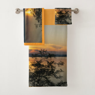Sunset over Lake Balaton, Hungary. Bath Towel Set