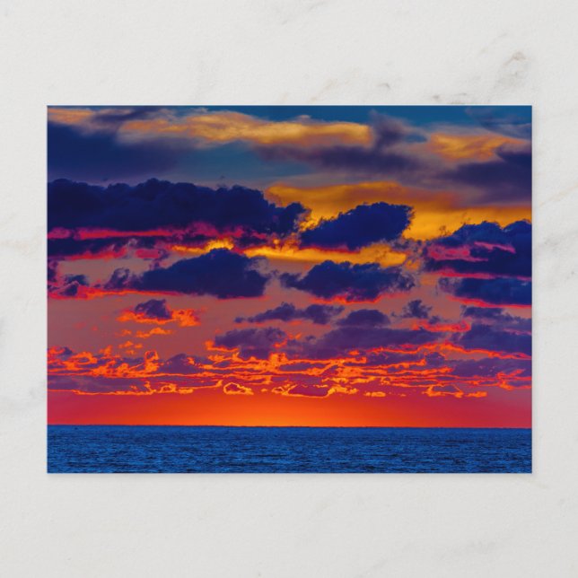 Sunset over Lake Michigan at Ludington, Michigan Postcard (Front)