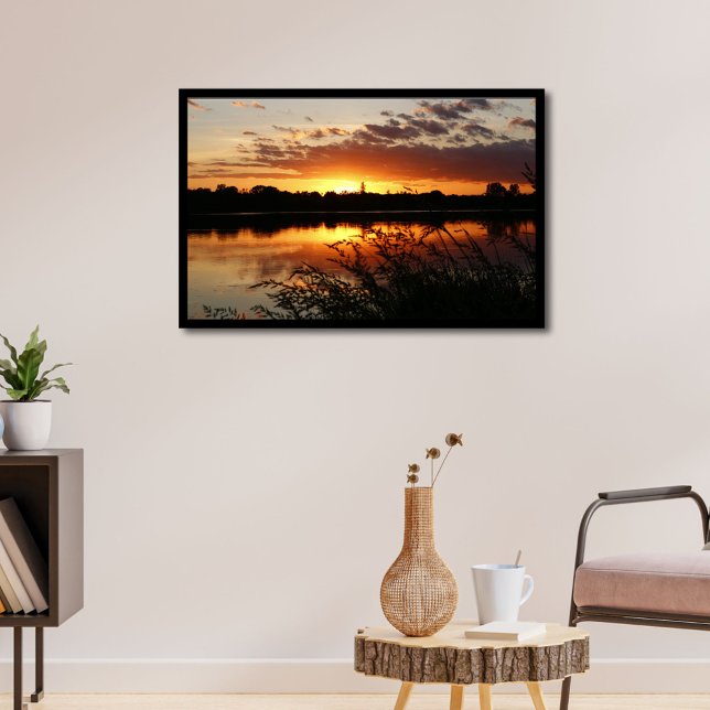 Sunset over Lake Print Poster Artwork Mural (Sunset on the lake)