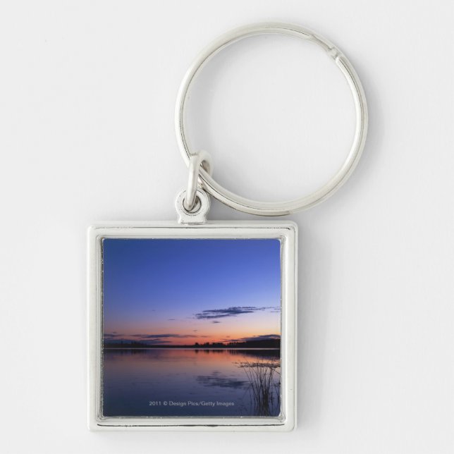 Sunset Over Lake Wabamun With Grass Key Ring (Front)