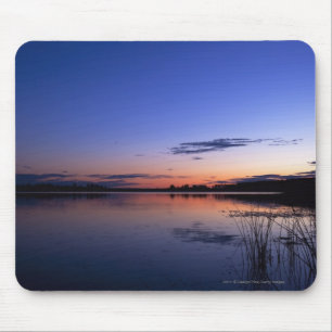 Sunset Over Lake Wabamun With Grass Mouse Mat