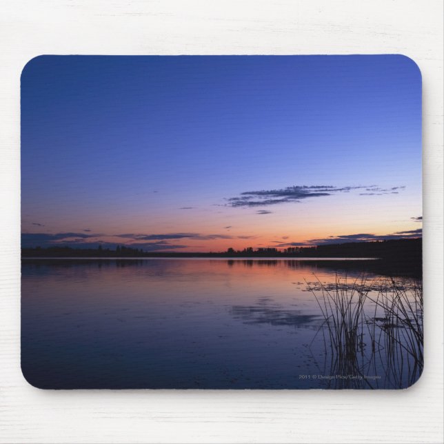 Sunset Over Lake Wabamun With Grass Mouse Mat (Front)