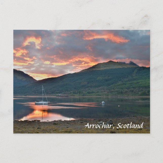 Sunset over Loch Long, Arrochar, Scotland Postcard (Front)