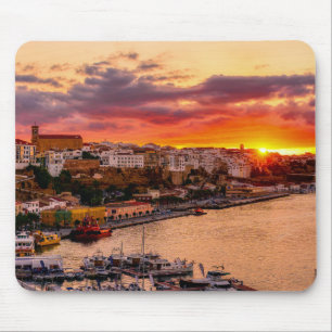 Sunset over Mahon harbor - Menorca, Spain Mouse Mat