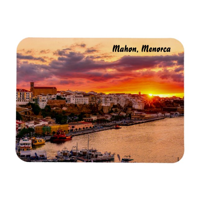 Sunset over Mahon harbour - Menorca, Spain Magnet (Horizontal)