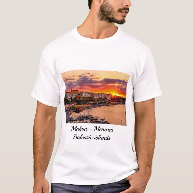 Sunset over Mahon harbour - Menorca, Spain T-Shirt (Front)