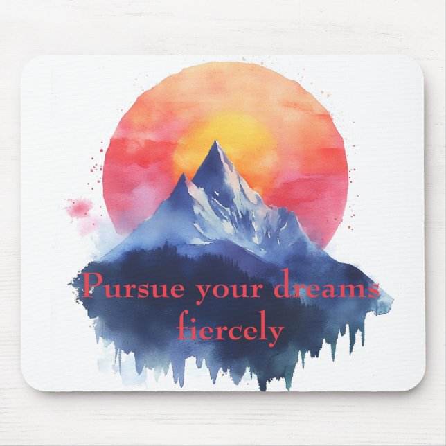 Sunset Over Majestic Mountain Peaks and Forest Mouse Mat (Front)