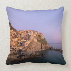 Sunset over Manarola village in Cinque Terre Cushion