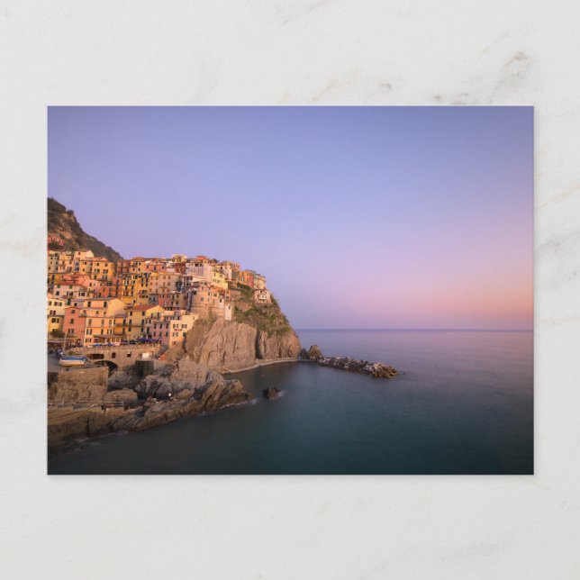 Sunset over Manarola village in Cinque Terre Postcard (Front)