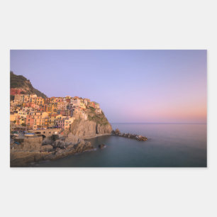 Sunset over Manarola village in Cinque Terre Rectangular Sticker
