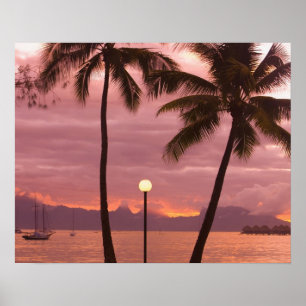 Sunset over Moorea from Sofitel Maeva Beach Poster