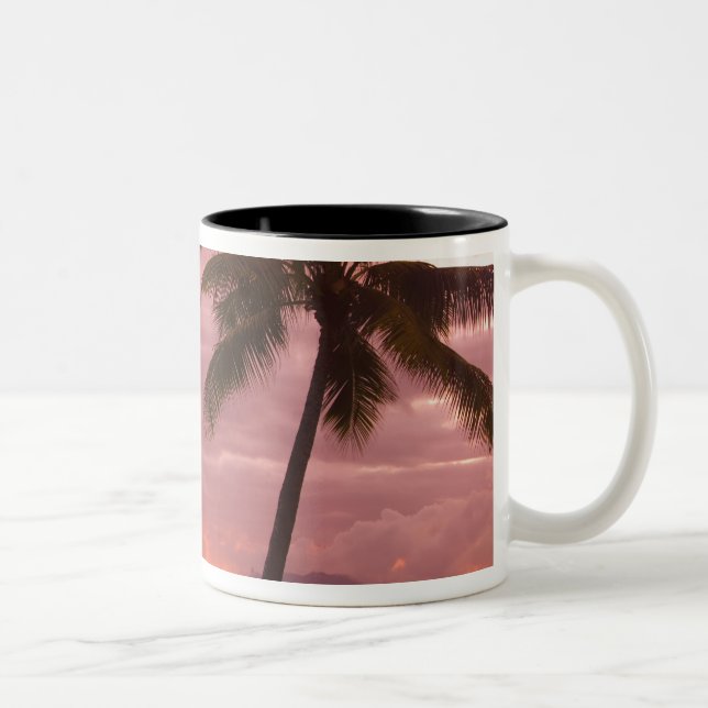 Sunset over Moorea from Sofitel Maeva Beach Two-Tone Coffee Mug (Right)