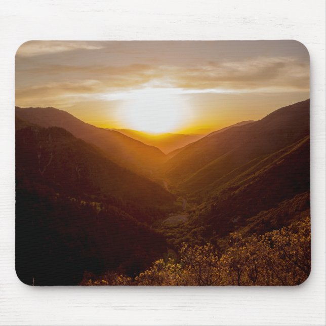 Sunset Over Mountains Landscape Mouse Mat (Front)