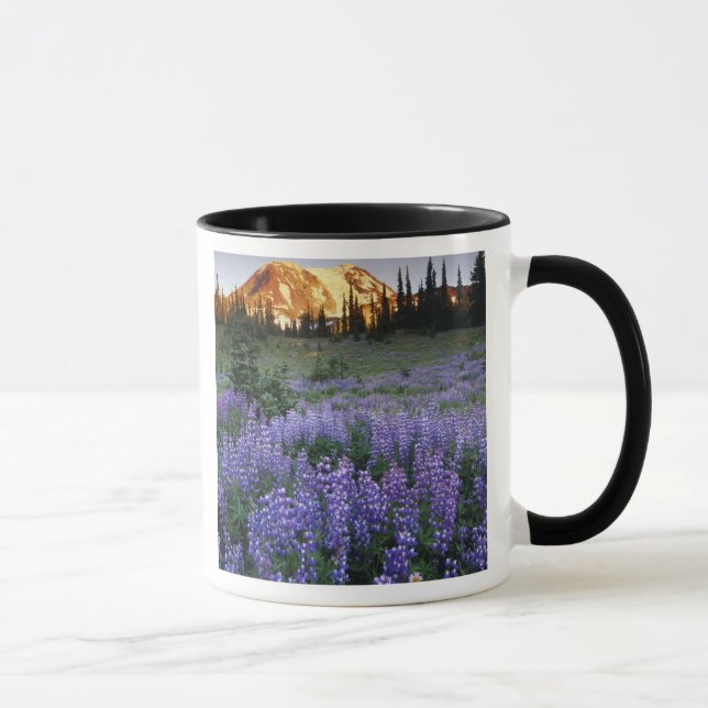 Sunset over Mt. Adams and a sub-alpine meadow Mug (Right)