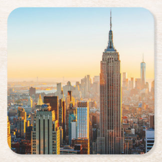 Sunset Over New York Square Paper Coaster