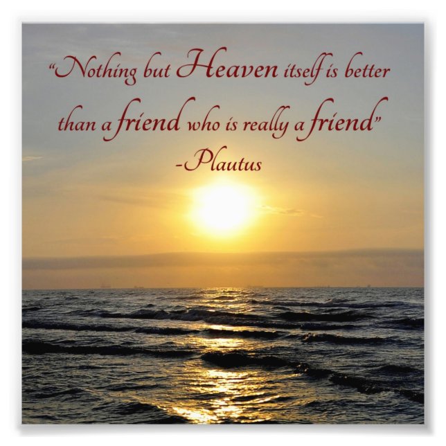 Sunset Over Ocean Friendship Quote Square Photo (Front)