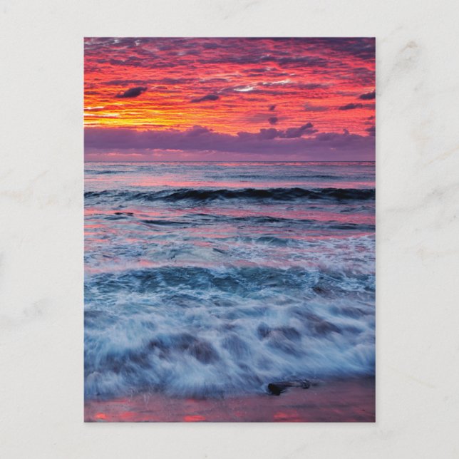 Sunset over ocean waves, California Postcard (Front)