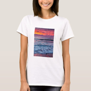 Sunset over ocean waves, California T-Shirt