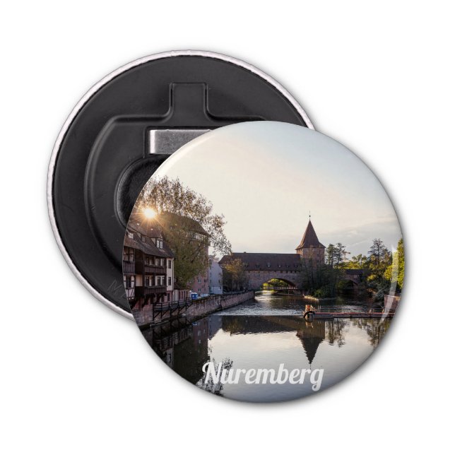 Sunset over old mediaeval bridge in Nuremberg Bottle Opener (Front)