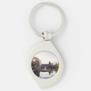 Sunset over old mediaeval bridge in Nuremberg Key Ring