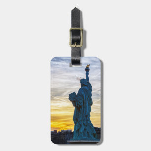 Sunset over Replica of the Liberty Statue in Paris Luggage Tag