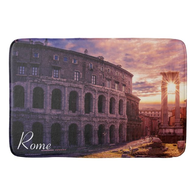 Sunset over Rome Colosseum Bath Mat (Front)