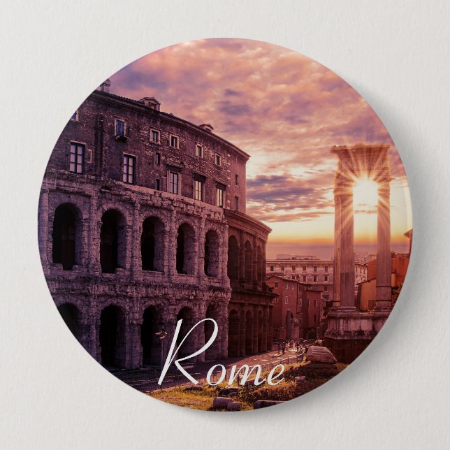 Sunset over Rome Colosseum in Rome 10 Cm Round Badge (Front)