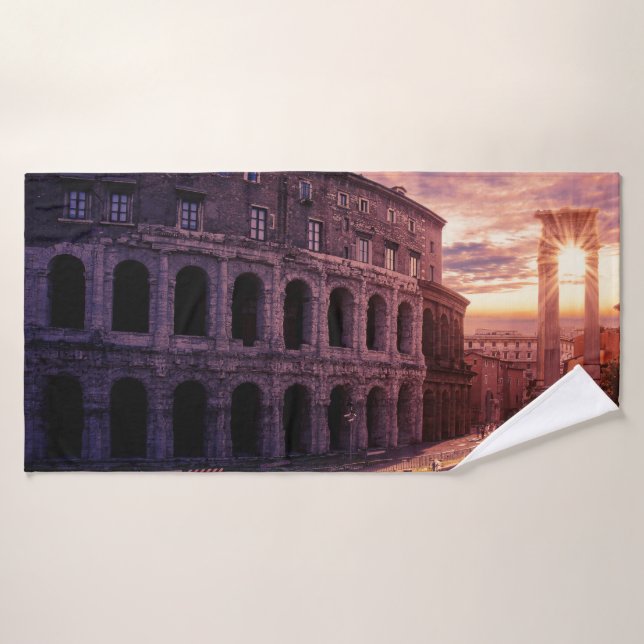 Sunset over Rome Colosseum in Rome Bath Towel Set (Bath Towel)