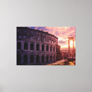 Sunset over Rome Colosseum in Rome Canvas Print