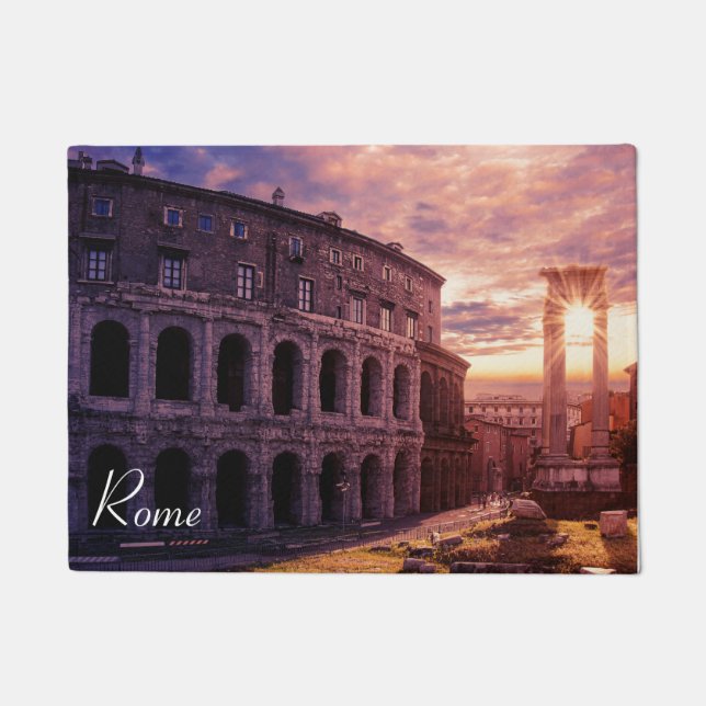 Sunset over Rome Colosseum in Rome Doormat (Front)