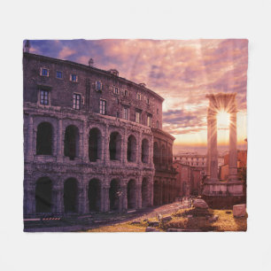 Sunset over Rome Colosseum in Rome Fleece Blanket