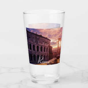Sunset over Rome Colosseum in Rome Glass