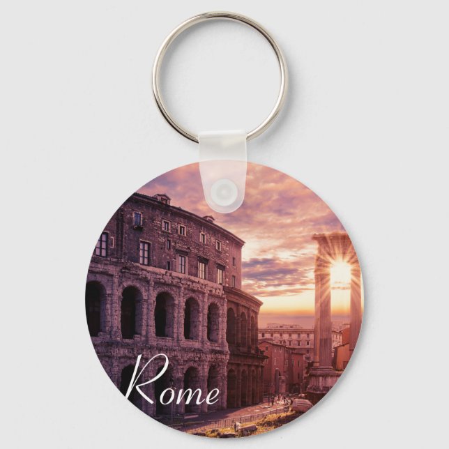 Sunset over Rome Colosseum in Rome Key Ring (Front)