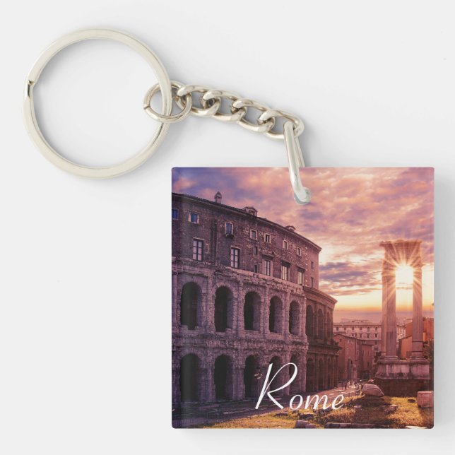 Sunset over Rome Colosseum in Rome Key Ring (Front)