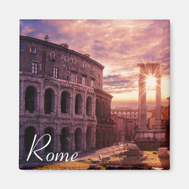 Sunset over Rome Colosseum in Rome Magnet (Front)