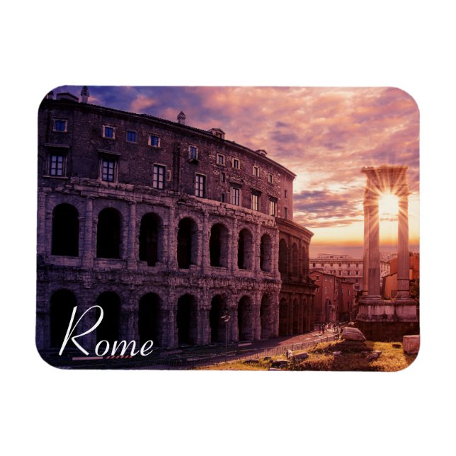 Sunset over Rome Colosseum in Rome Magnet (Horizontal)