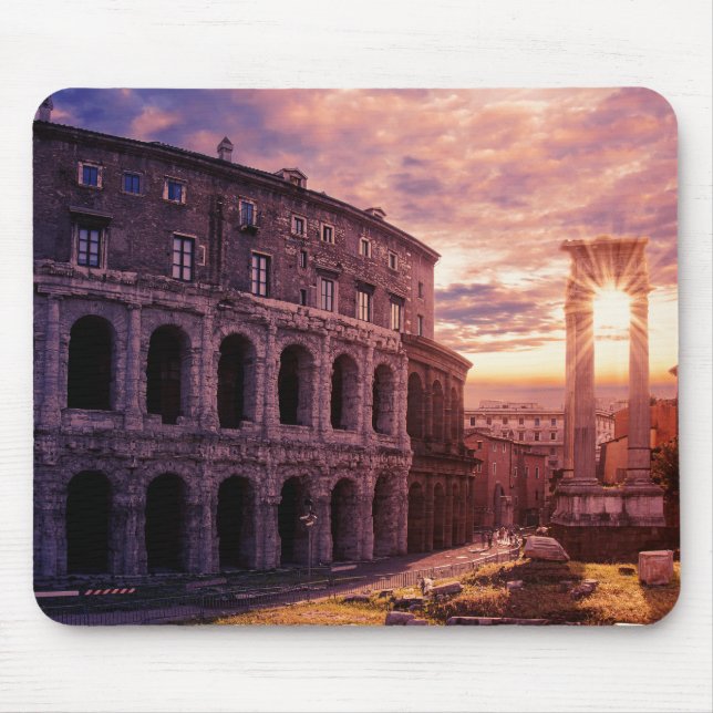 Sunset over Rome Colosseum in Rome Mouse Mat (Front)