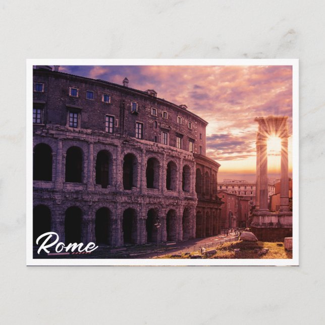 Sunset over Rome Colosseum in Rome Postcard (Front)