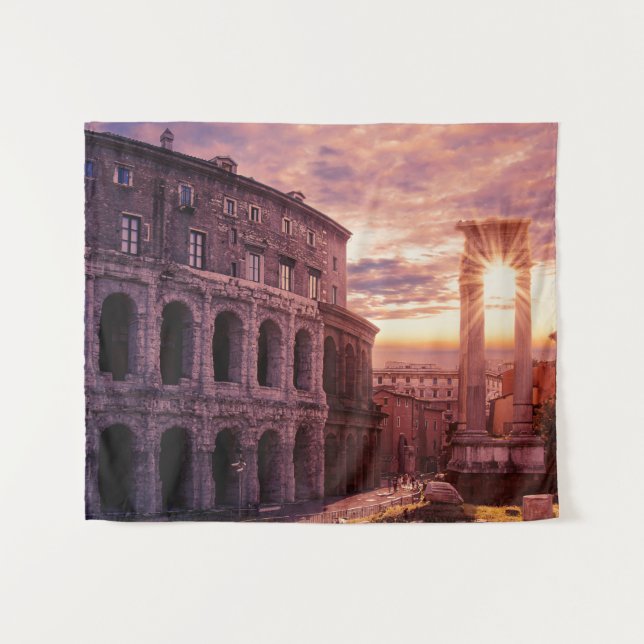 Sunset over Rome Colosseum in Rome Tapestry (Front (Horizontal))