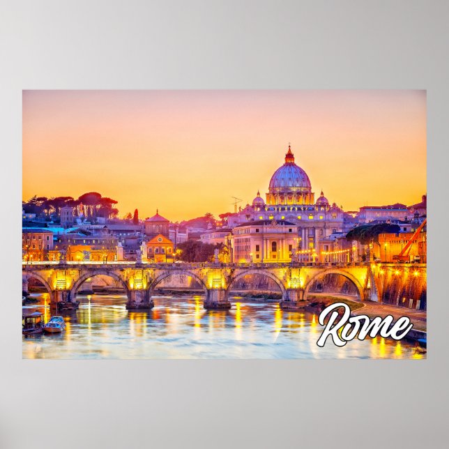 Sunset Over Rome, Italy Poster (Front)