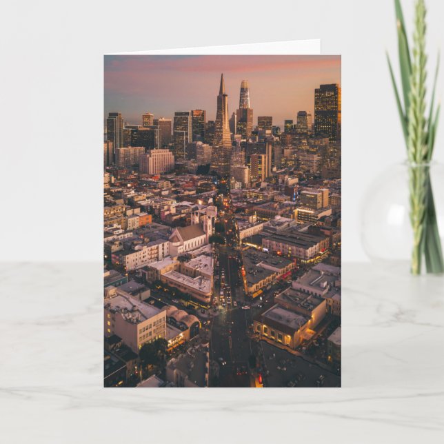 Sunset Over San Francisco Financial District Card (Front)
