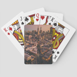 Sunset Over San Francisco Financial District Playing Cards