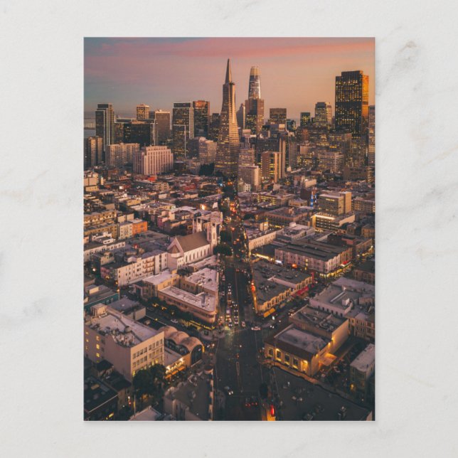 Sunset Over San Francisco Financial District Postcard (Front)