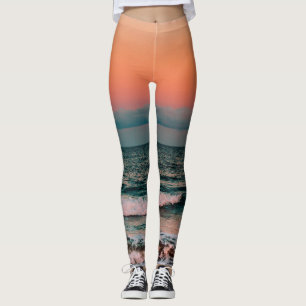 sunset over sea leggings