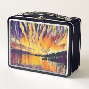 Sunset Over Slatine Croatia Seaside Art Metal Lunch Box