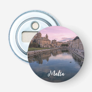 Sunset over small canal in Cospicua, Malta Bottle Opener