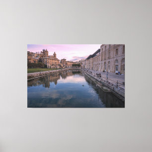 Sunset over small canal in Cospicua, Malta Canvas Print